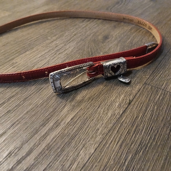 Brighton Croc Embossed Red Leather Heart Charm Belt. - Picture 4 of 13
